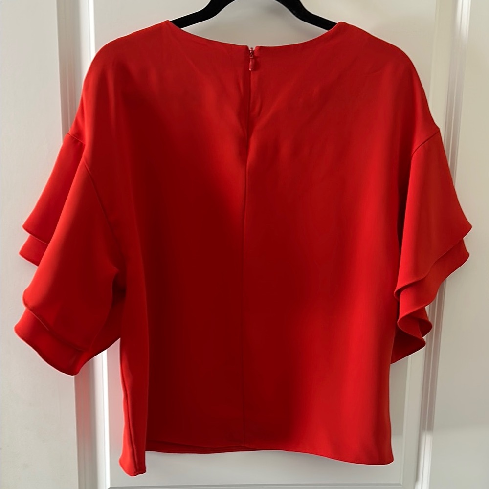 H&M Red Ruffled Short Sleeve Blouse - Picture 5 of 7